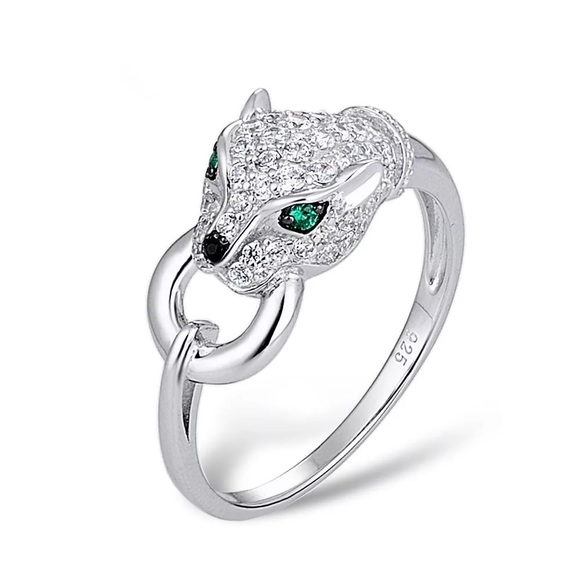 New Unisex 925 Silver Leopard Diamond Ring - Picture 5 of 6